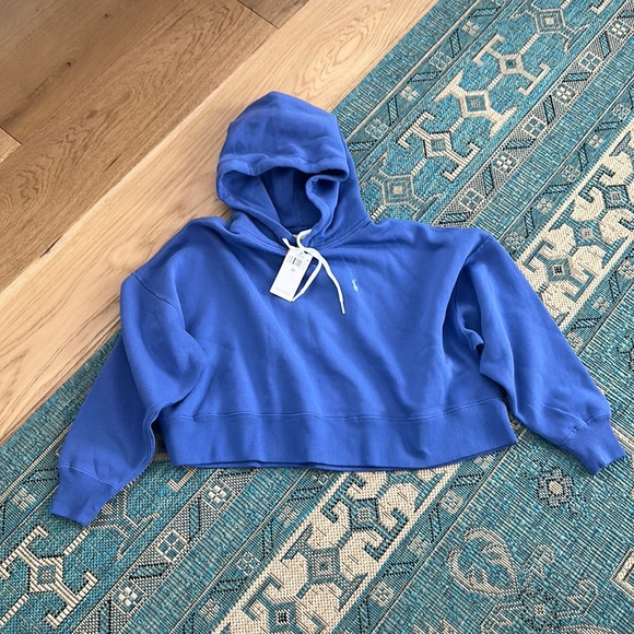 Polo Ralph Lauren Tops - Polo Ralph Lauren blue cropped hoody size XS NWT